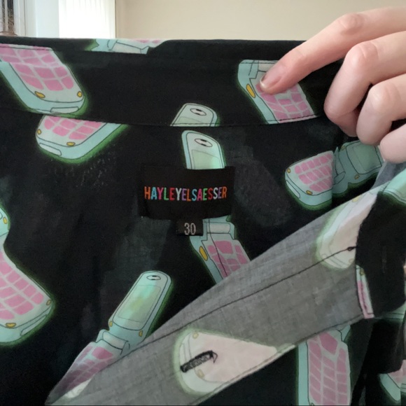 Indie Flip Phone Short Sleeve Button Down 90s Mens S - Picture 3 of 3